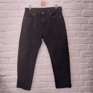 Levi's Black Denim Jeans Mens 38 x 32 505 Regular Fit Straight Leg 100% Cotton,